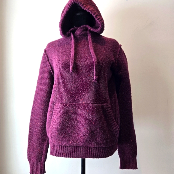 American Eagle Women's Maroon Hooded Pullover Knit Sweater Small - Picture 1 of 11